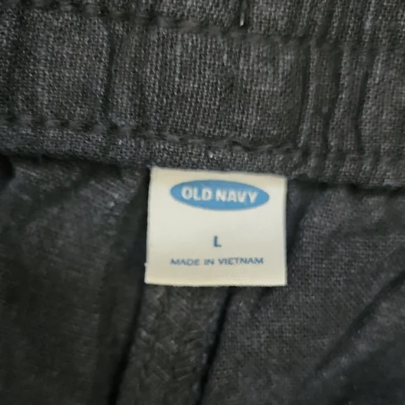 Old Navy Women's Black Straight/Tapered Leg Linen Blend Pants - Picture 3 of 8